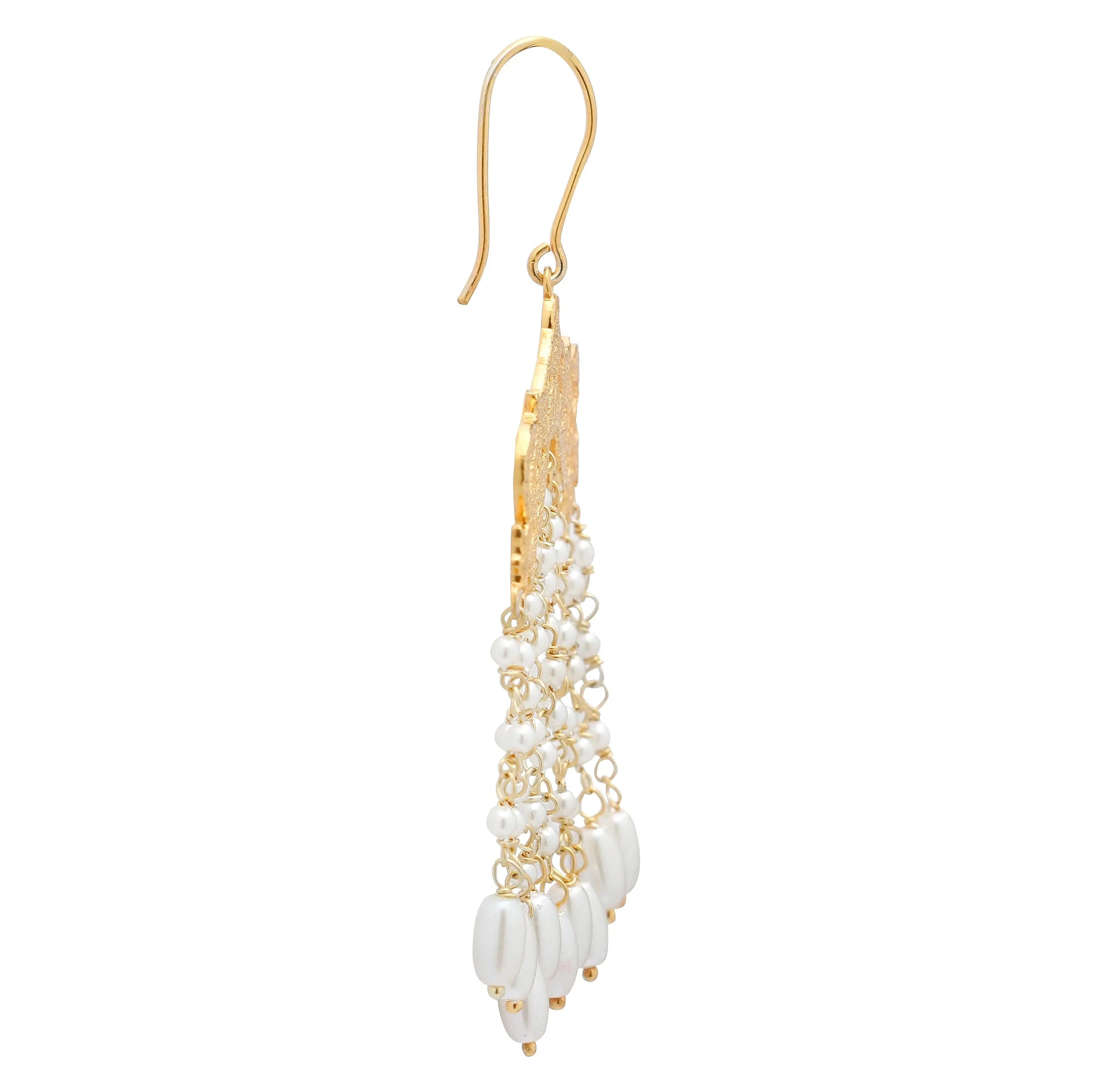 Silver PEARL DANGLING EARRING