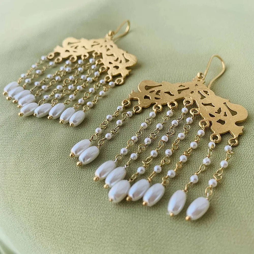 Silver PEARL DANGLING EARRING