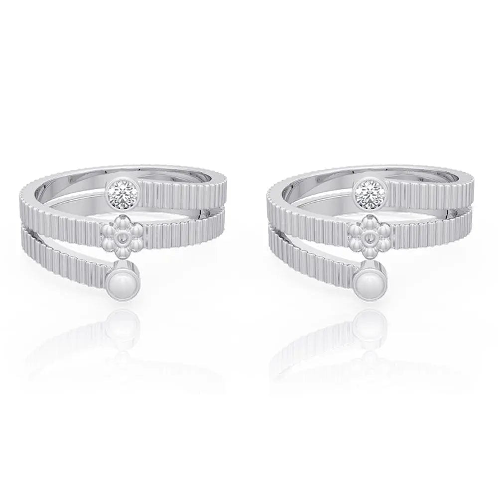 Silver Pearls Toe Ring