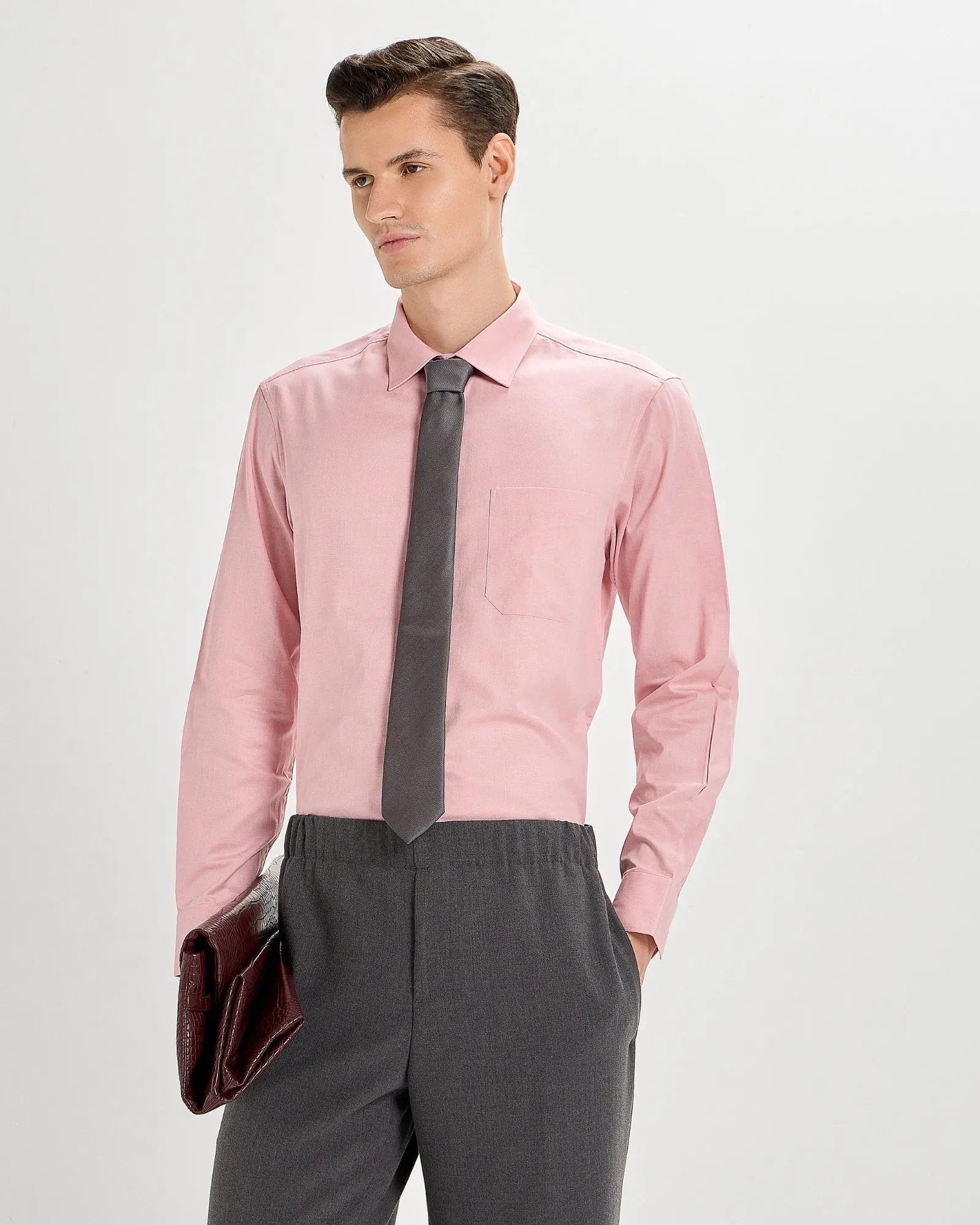 Silver Pink Plain Chambray ShirtUnited By Hope