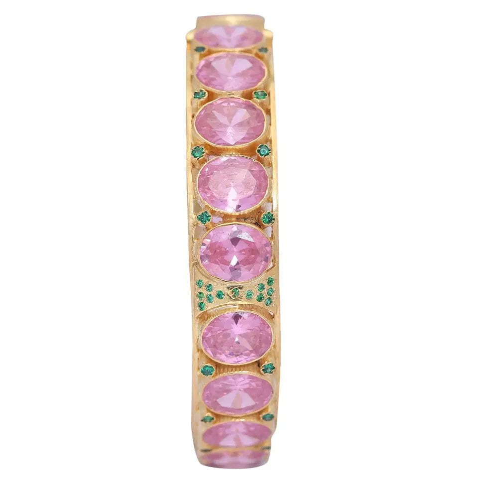 Silver Pink Quartz Bangle