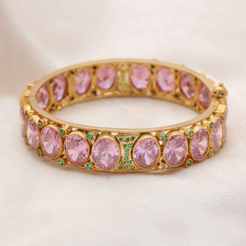 Silver Pink Quartz Bangle