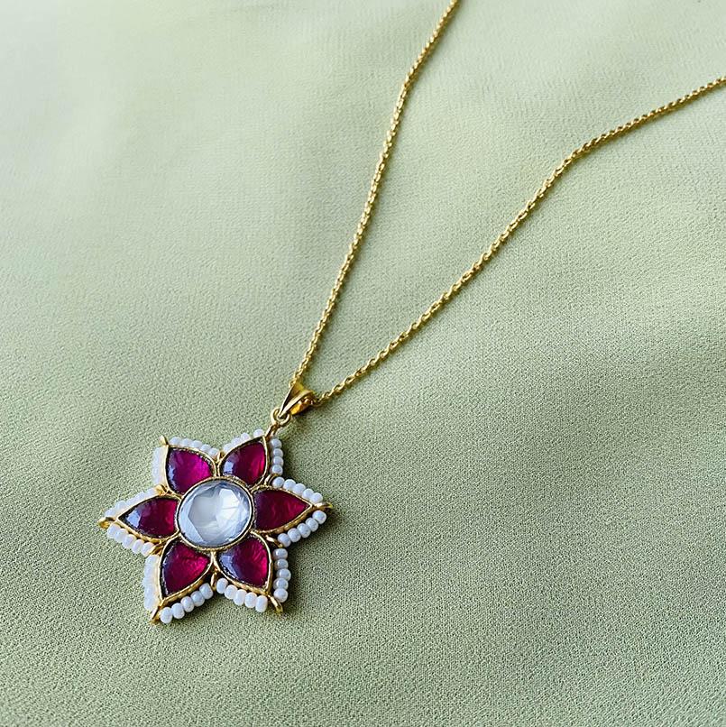 Silver Pink and White Zircon Pendant