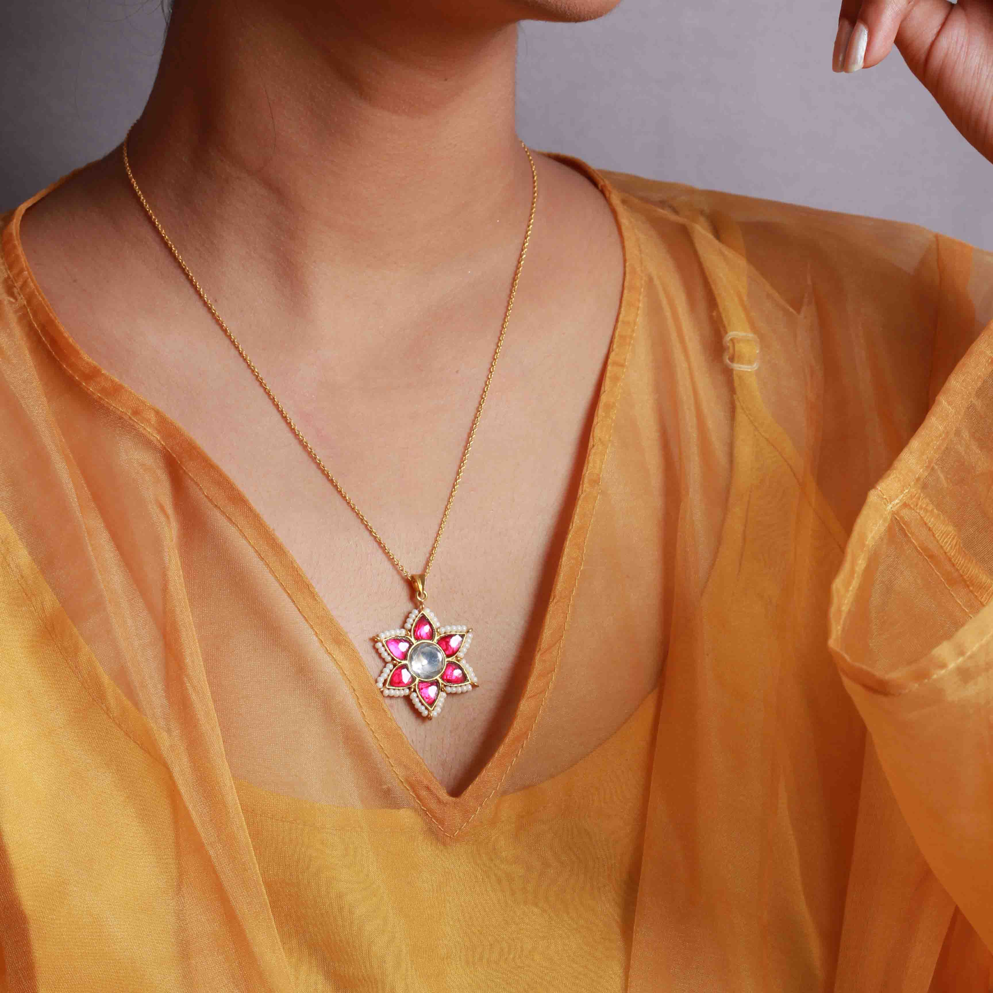 Silver Pink and White Zircon Pendant