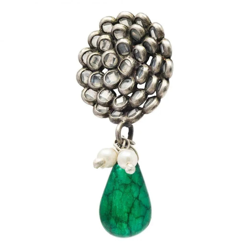 Silver Polki Green Drops