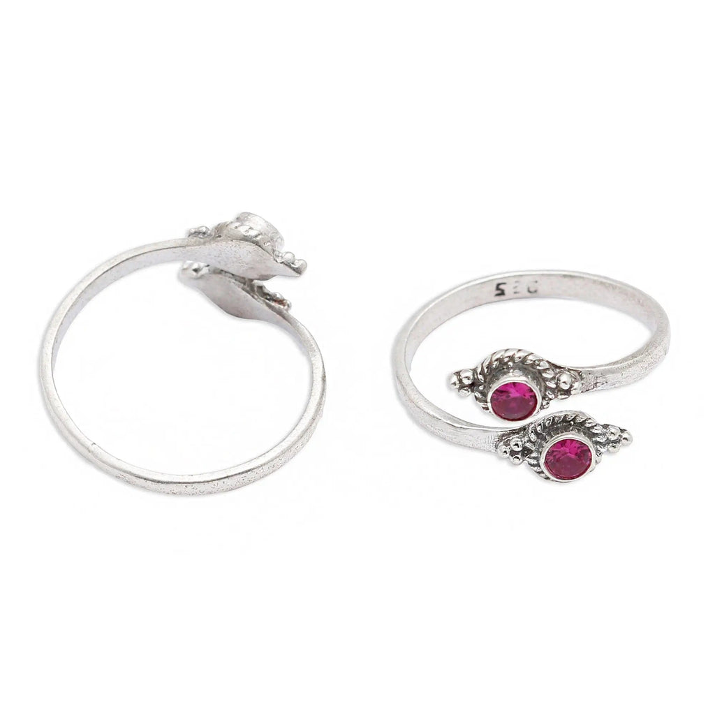 92.5 Sterling Silver Red Toe Ring