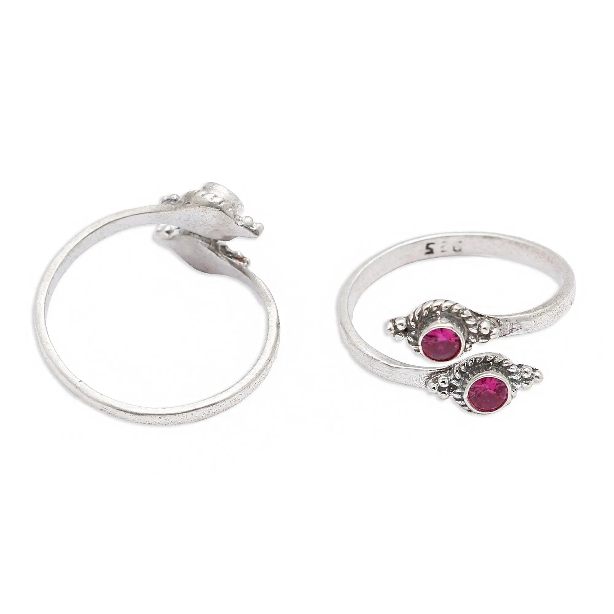 92.5 Sterling Silver Red Toe Ring