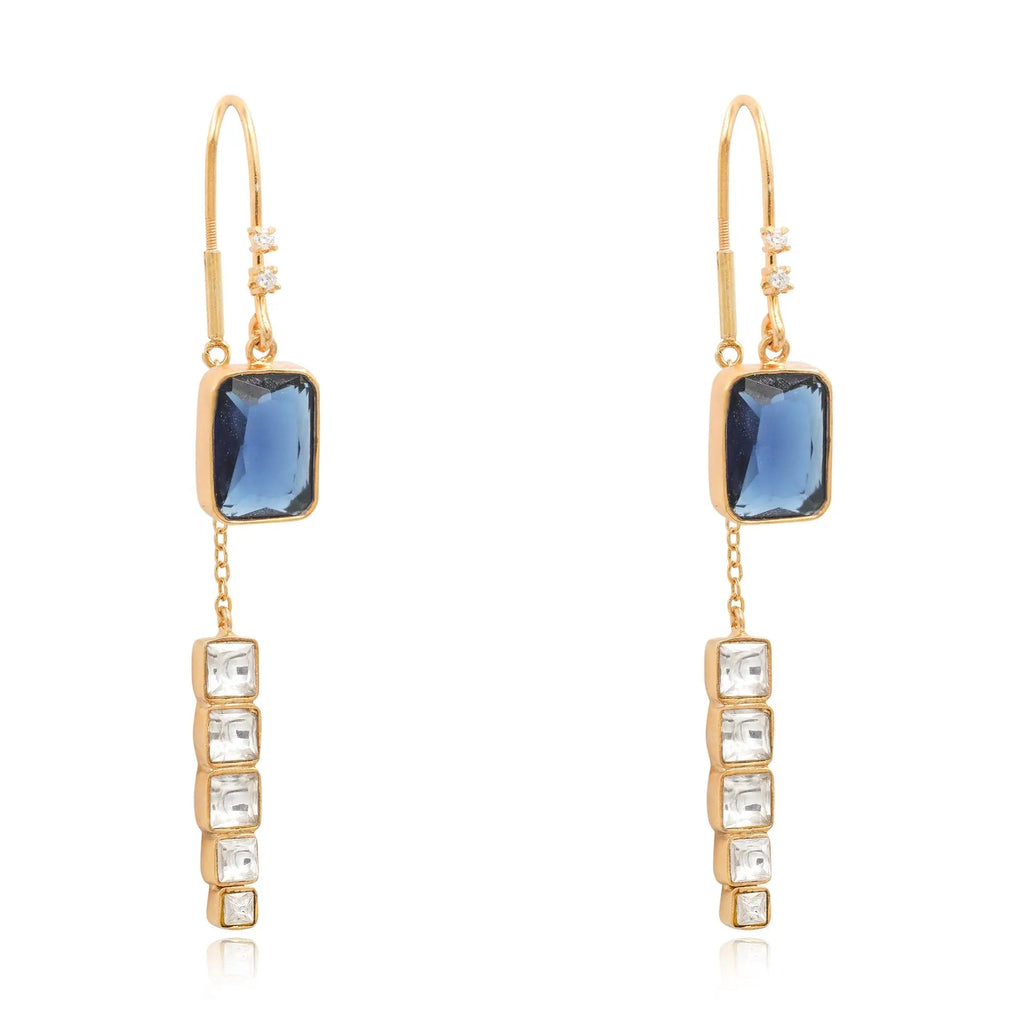 Silver Sparkling blue sui dhaga earring