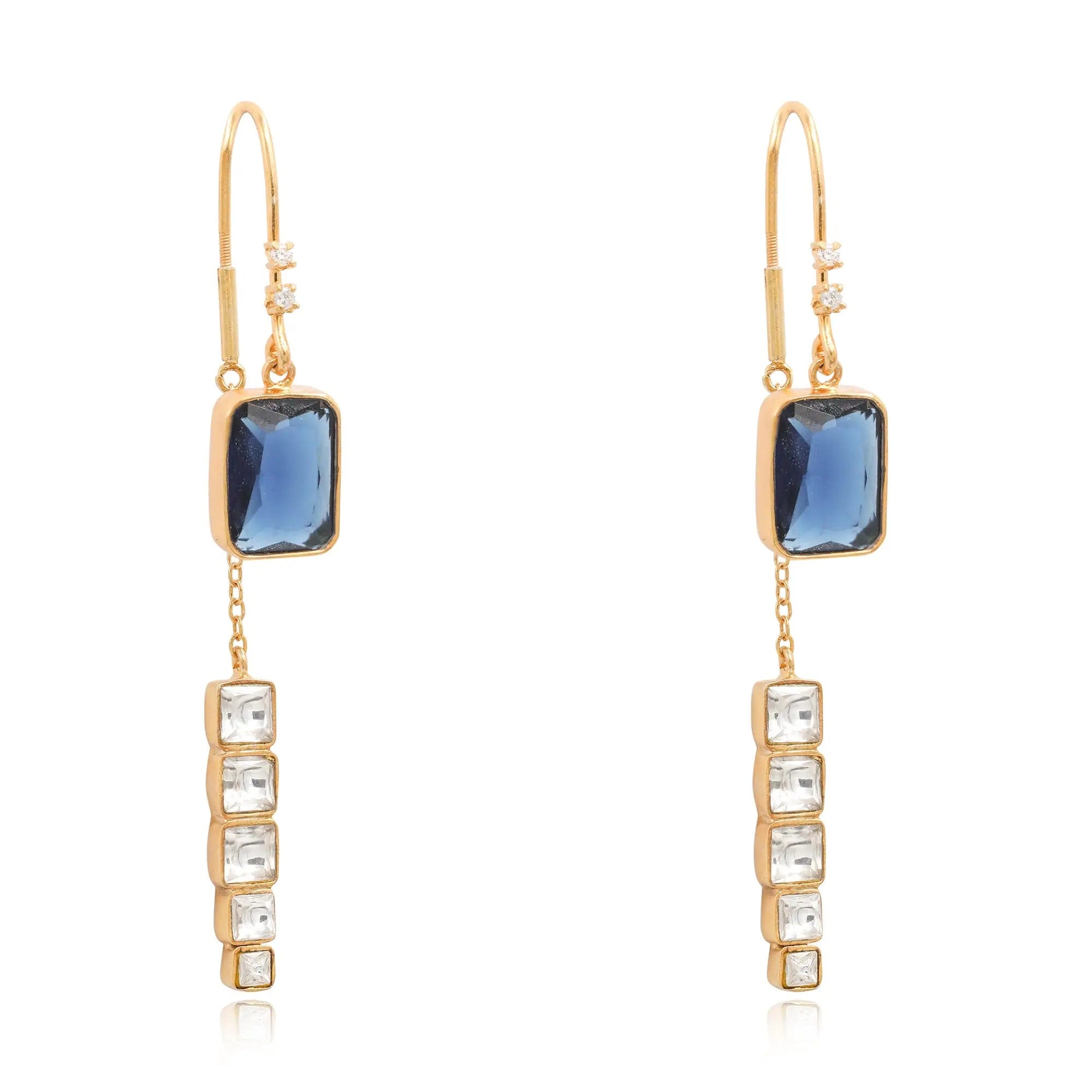 Silver Sparkling blue sui dhaga earring