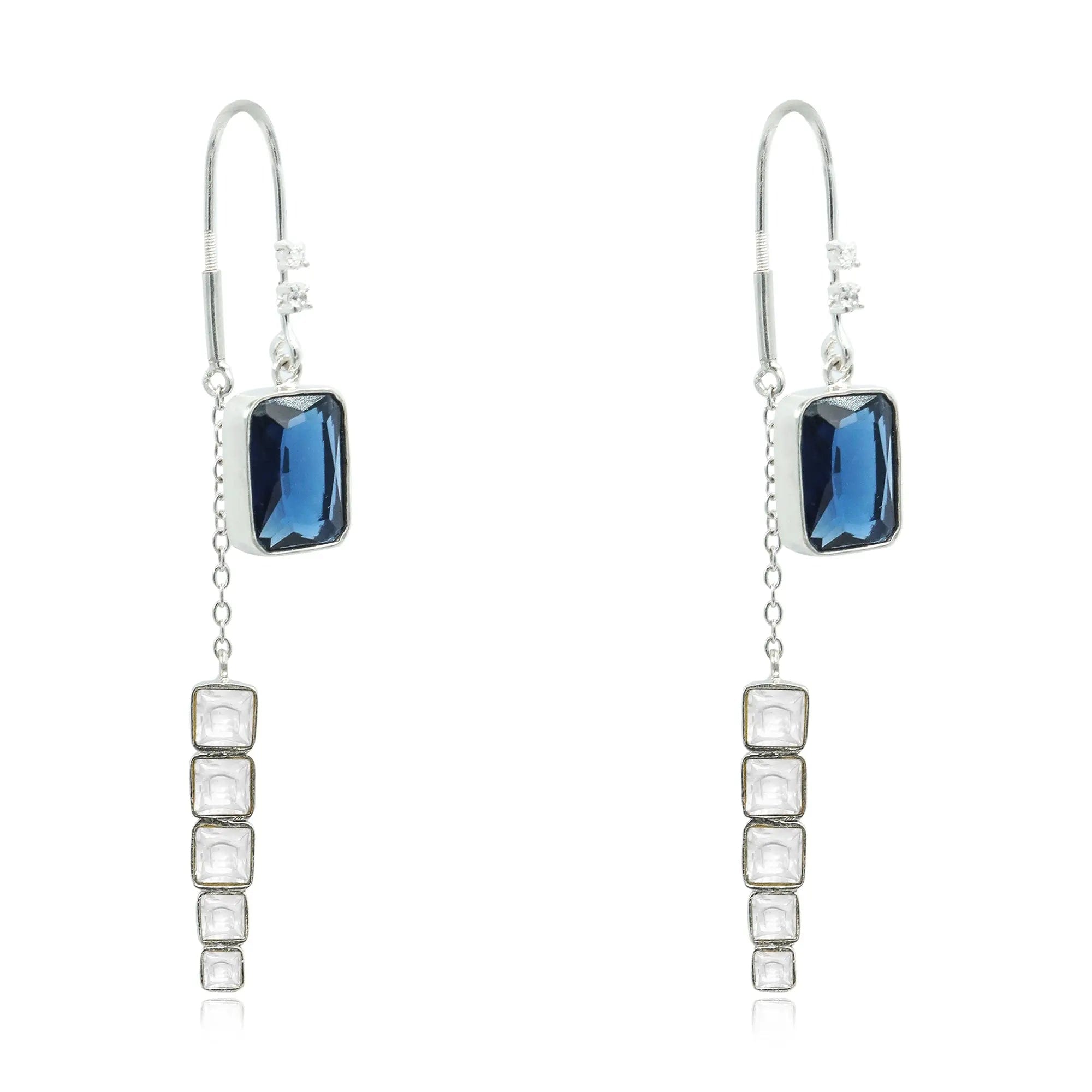 Silver Sparkling blue sui dhaga earring