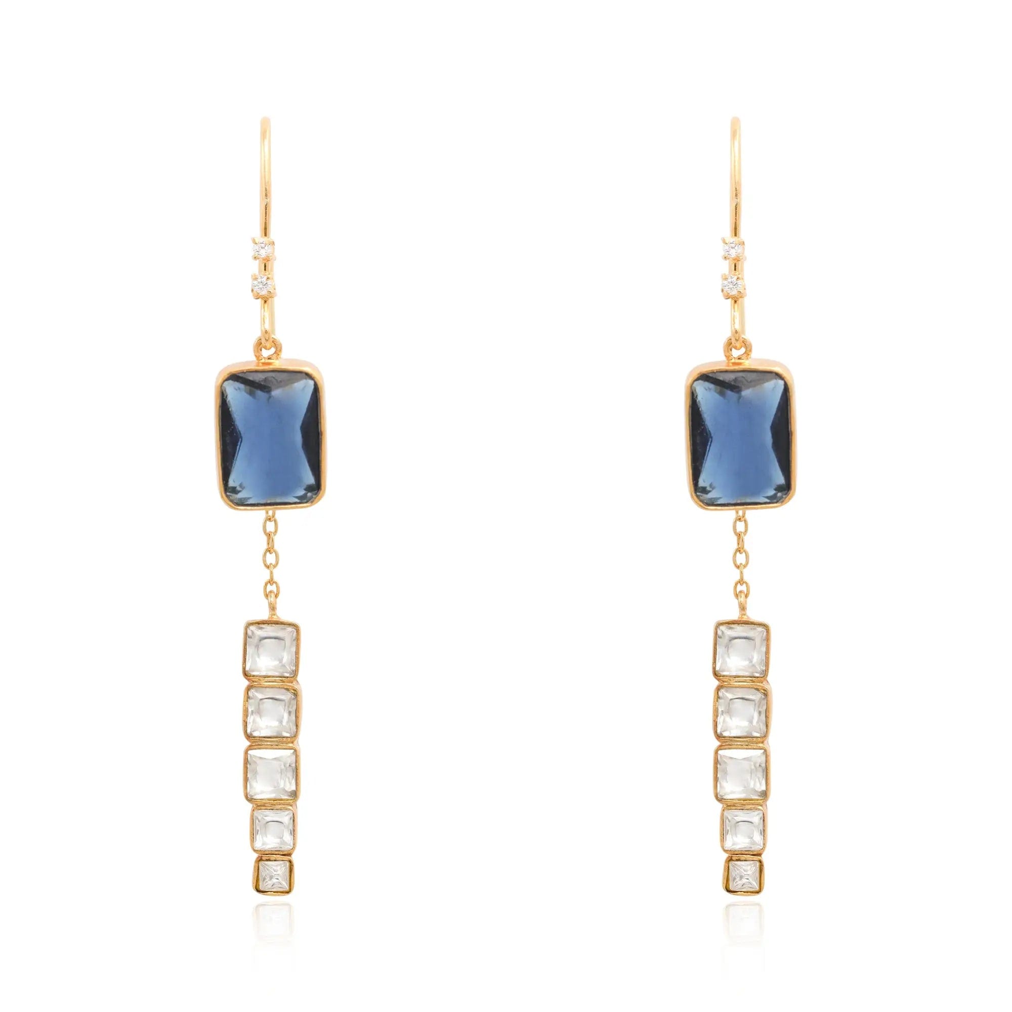 Silver Sparkling blue sui dhaga earring