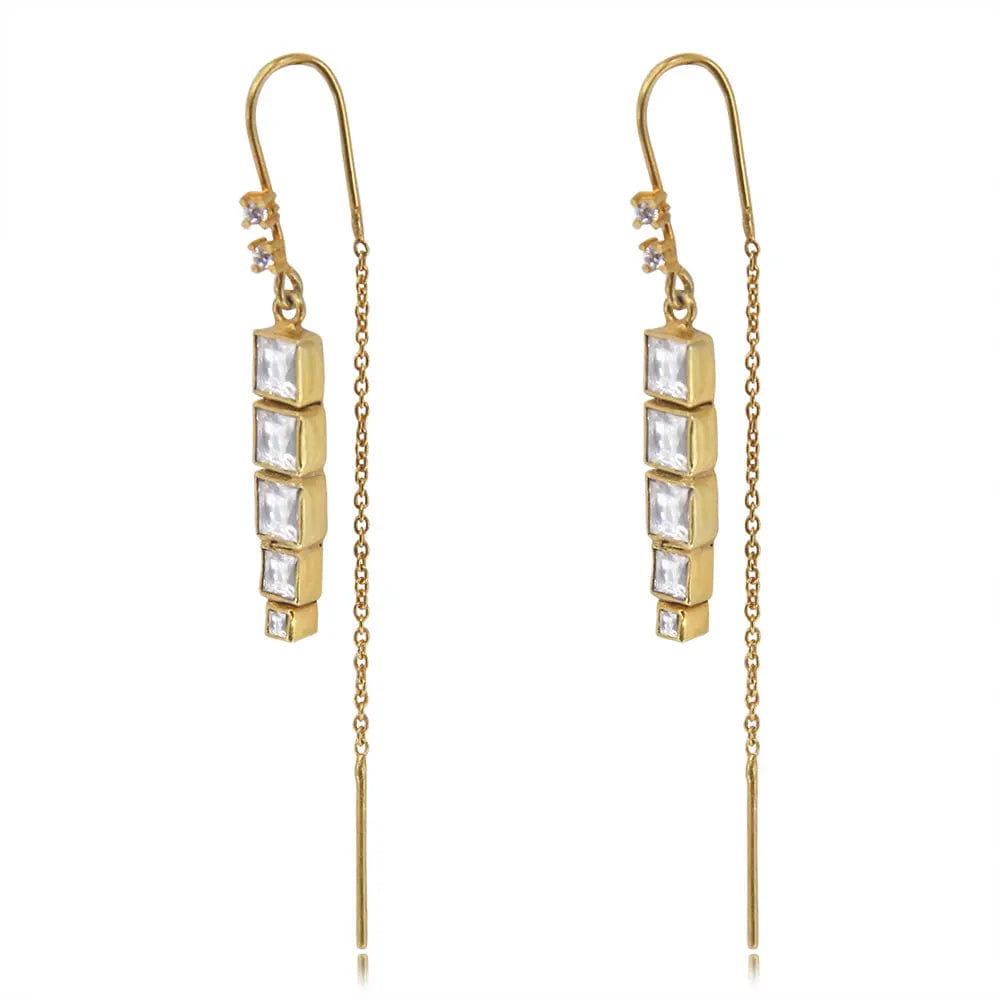 Silver Square Polki Sui Dhaga Earrings