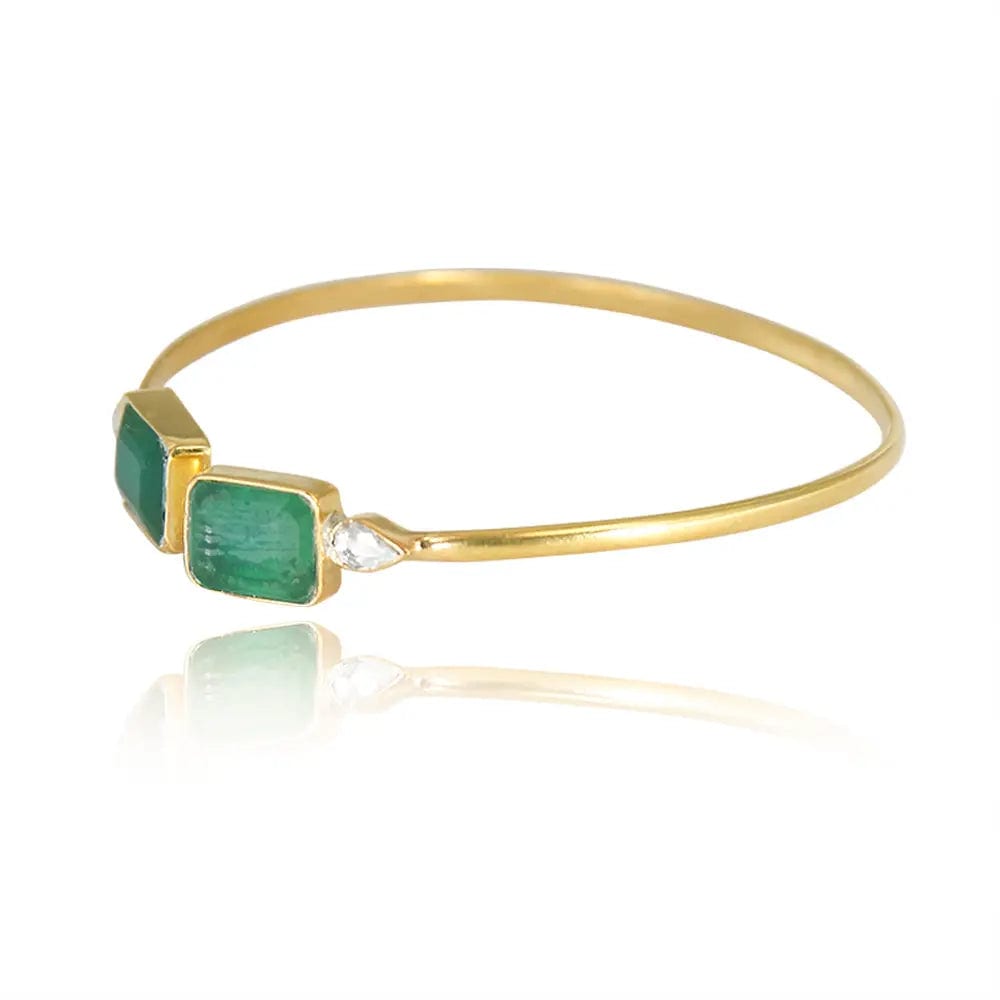Silver Square green Cuff
