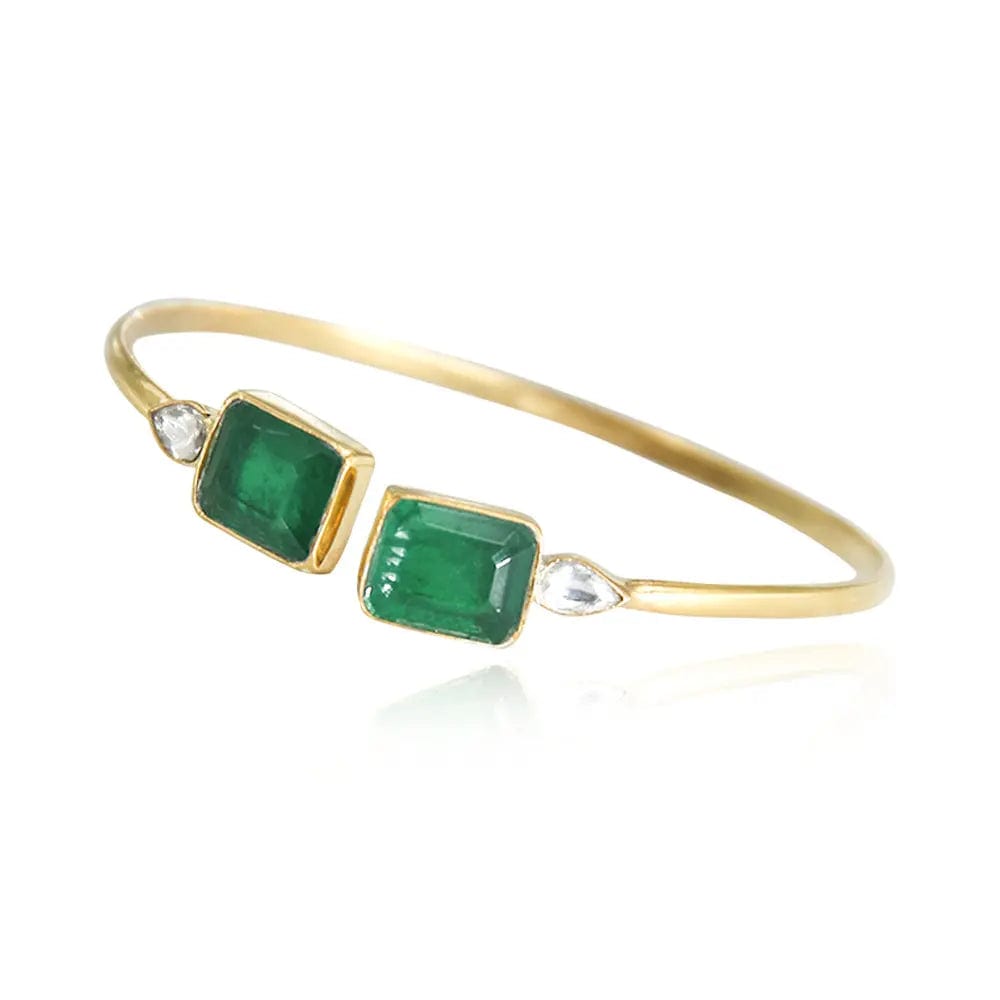 Silver Square green Cuff