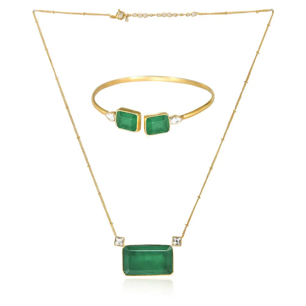 Silver Square green Cuff