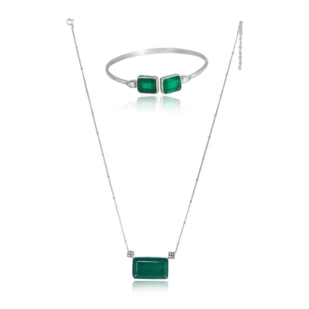 Silver Square green Cuff