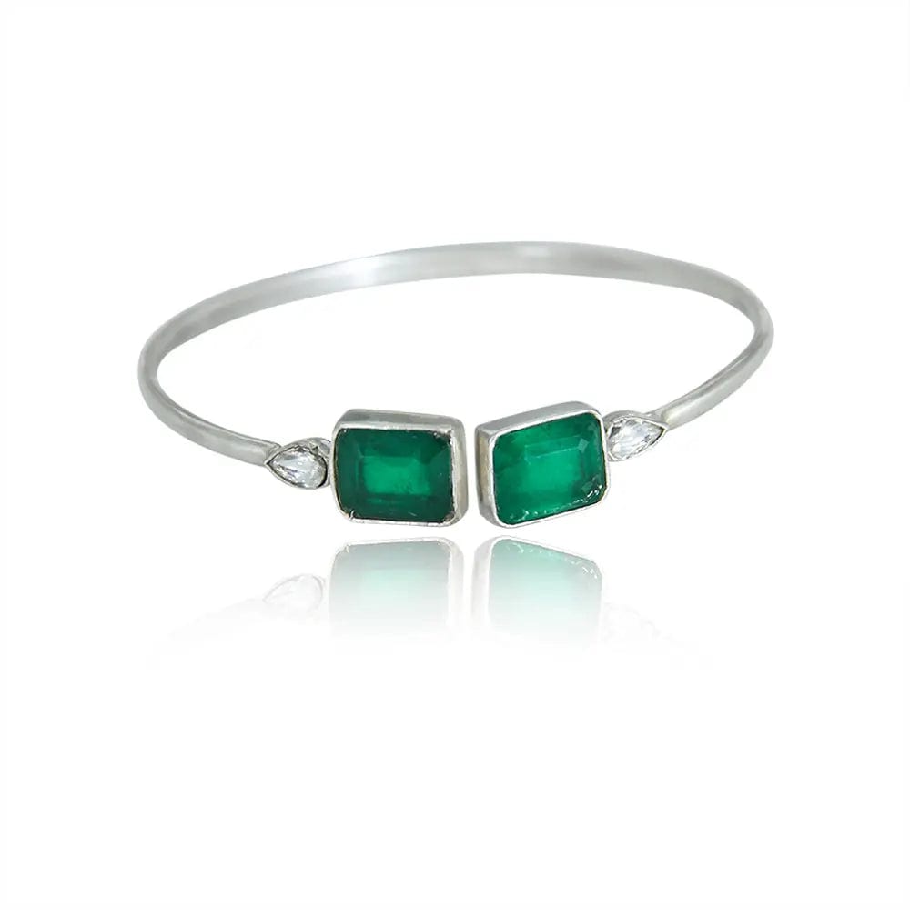 Silver Square green Cuff