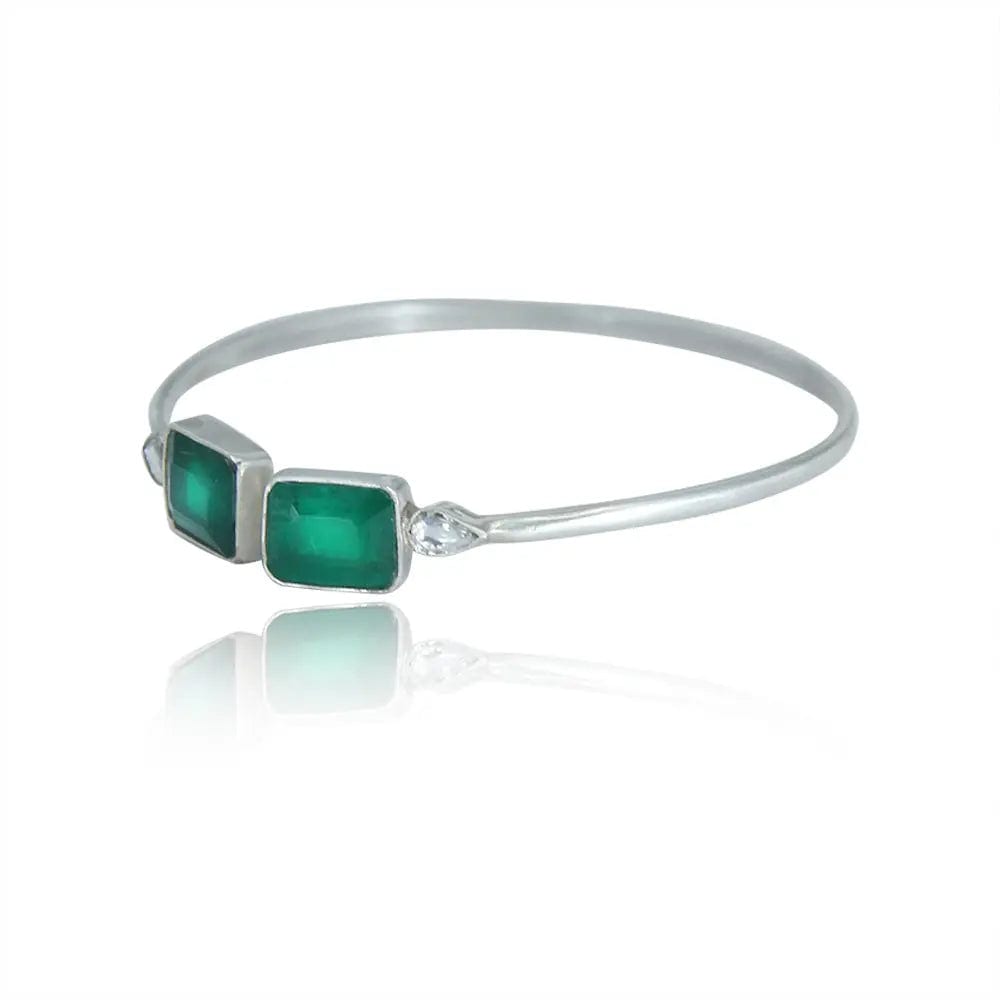 Silver Square green Cuff