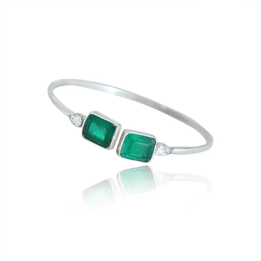 Silver Square green Cuff