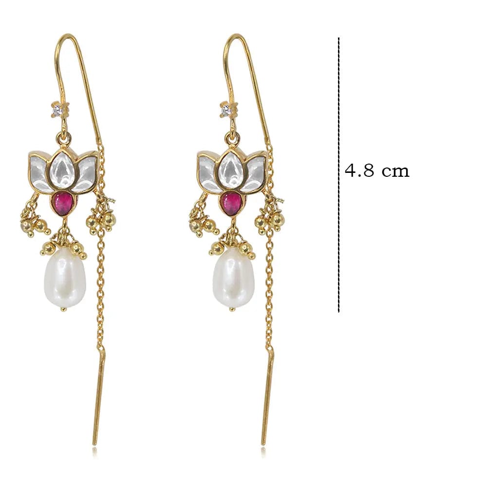 Silver White Lotus Sui Dhaga Earring