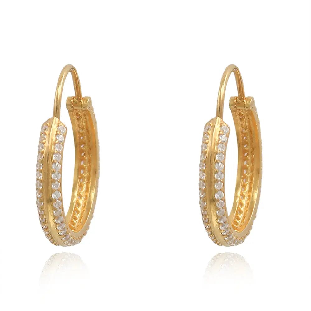 Silver Zircon Hoop Earring