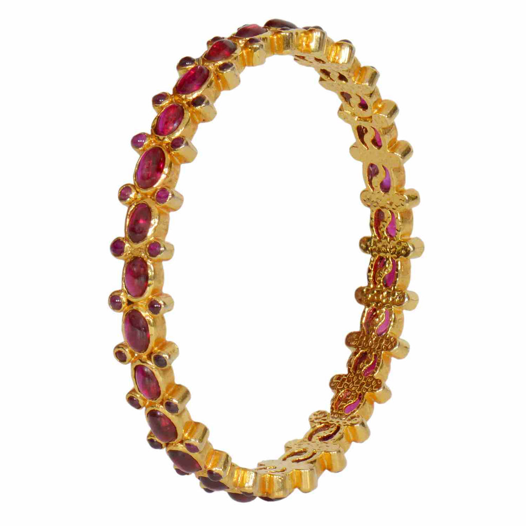 Silver gold plated red kempu bangle