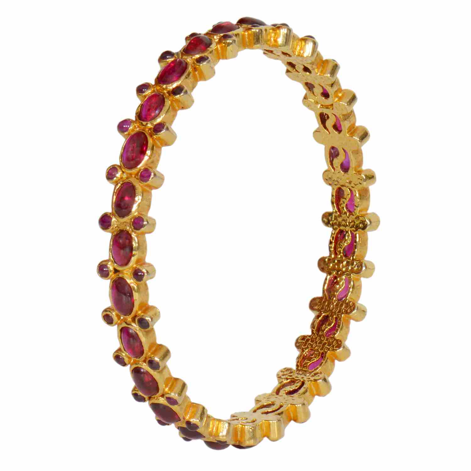 Silver gold plated red kempu bangle