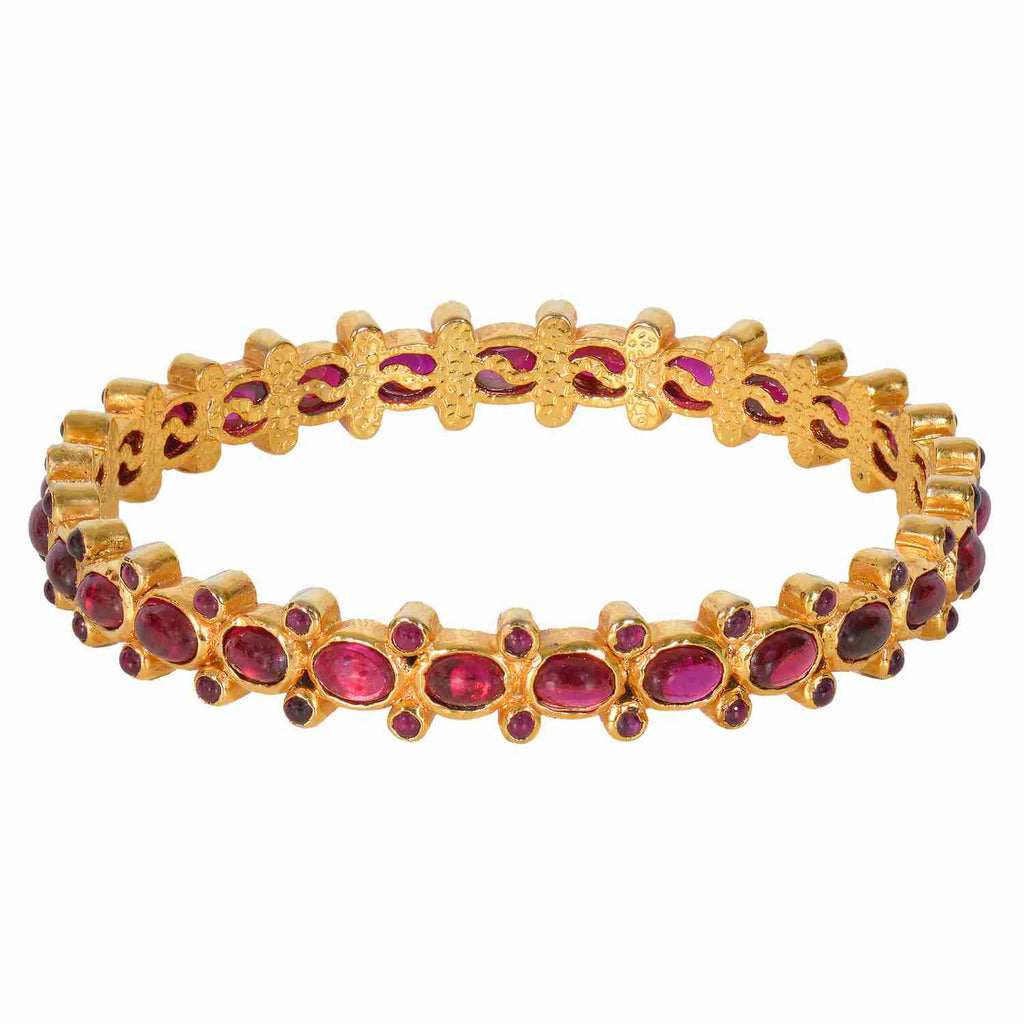 Silver gold plated red kempu bangle