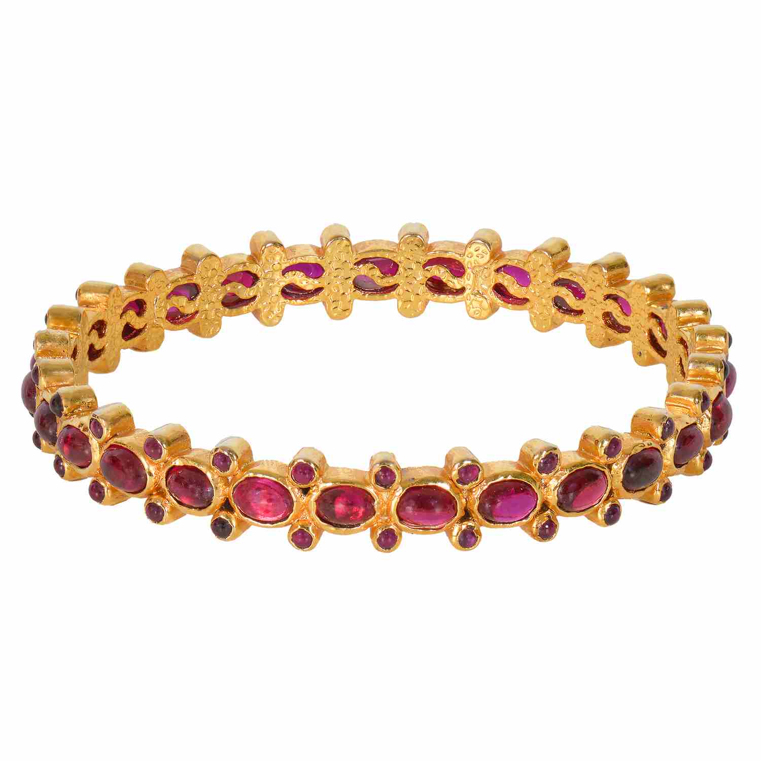 Silver gold plated red kempu bangle