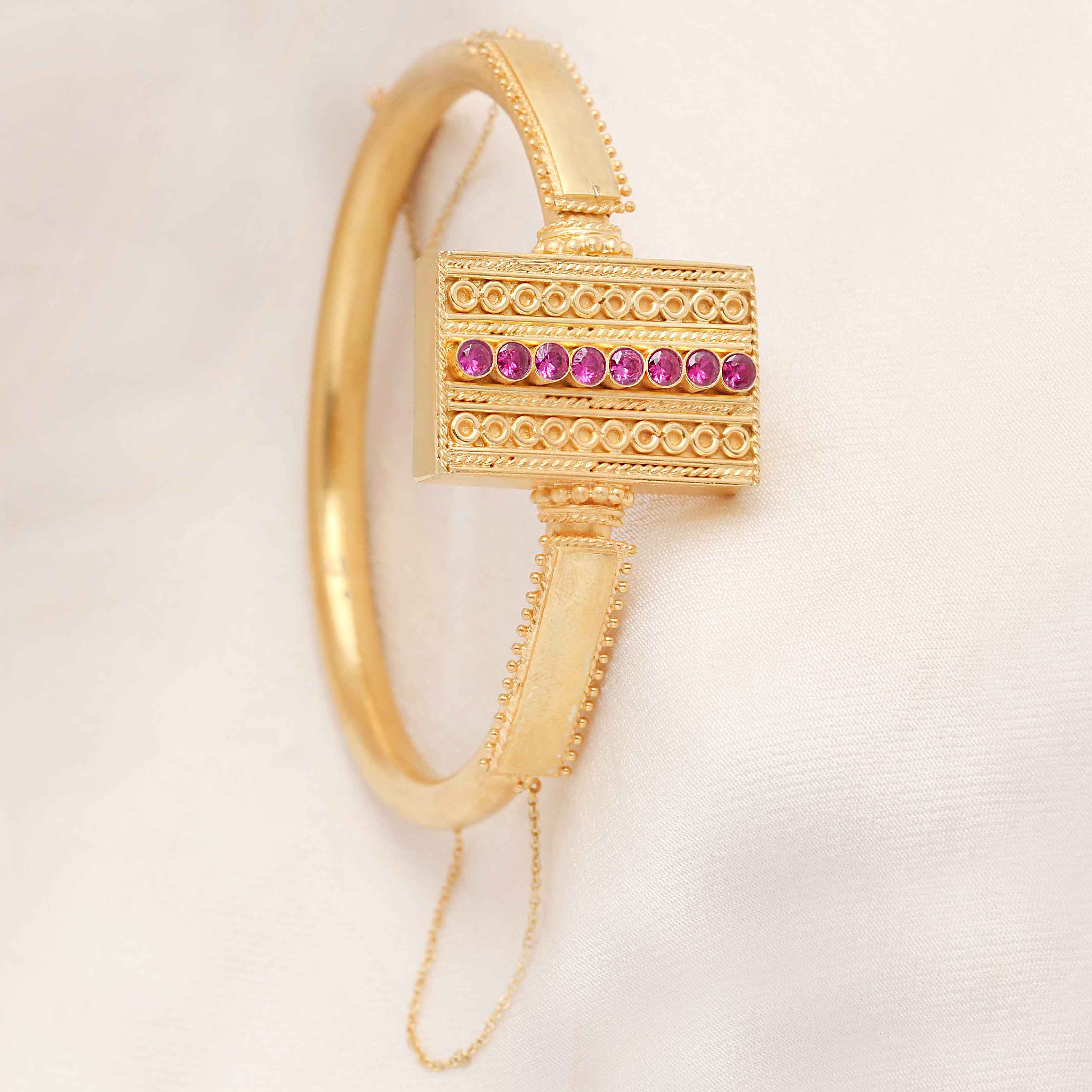 Silver gold temple bangle