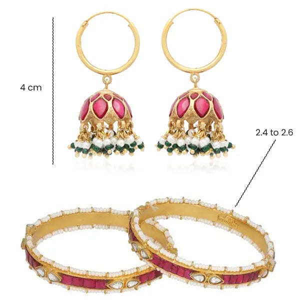 Silver jhumka earring and bangle