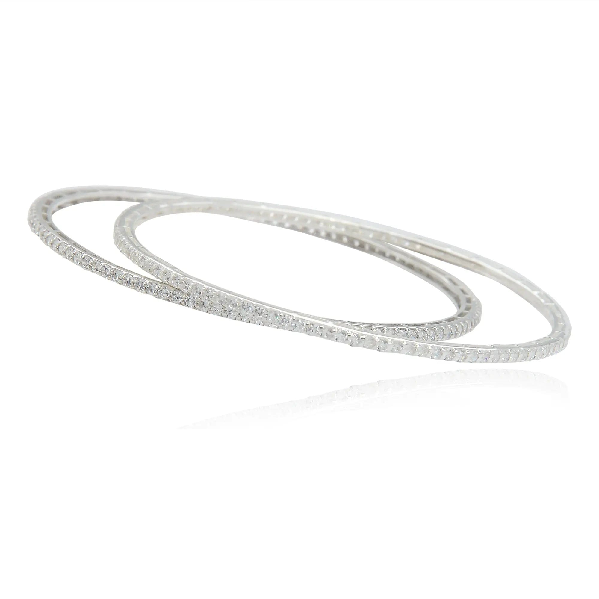 Silver zircon bangle