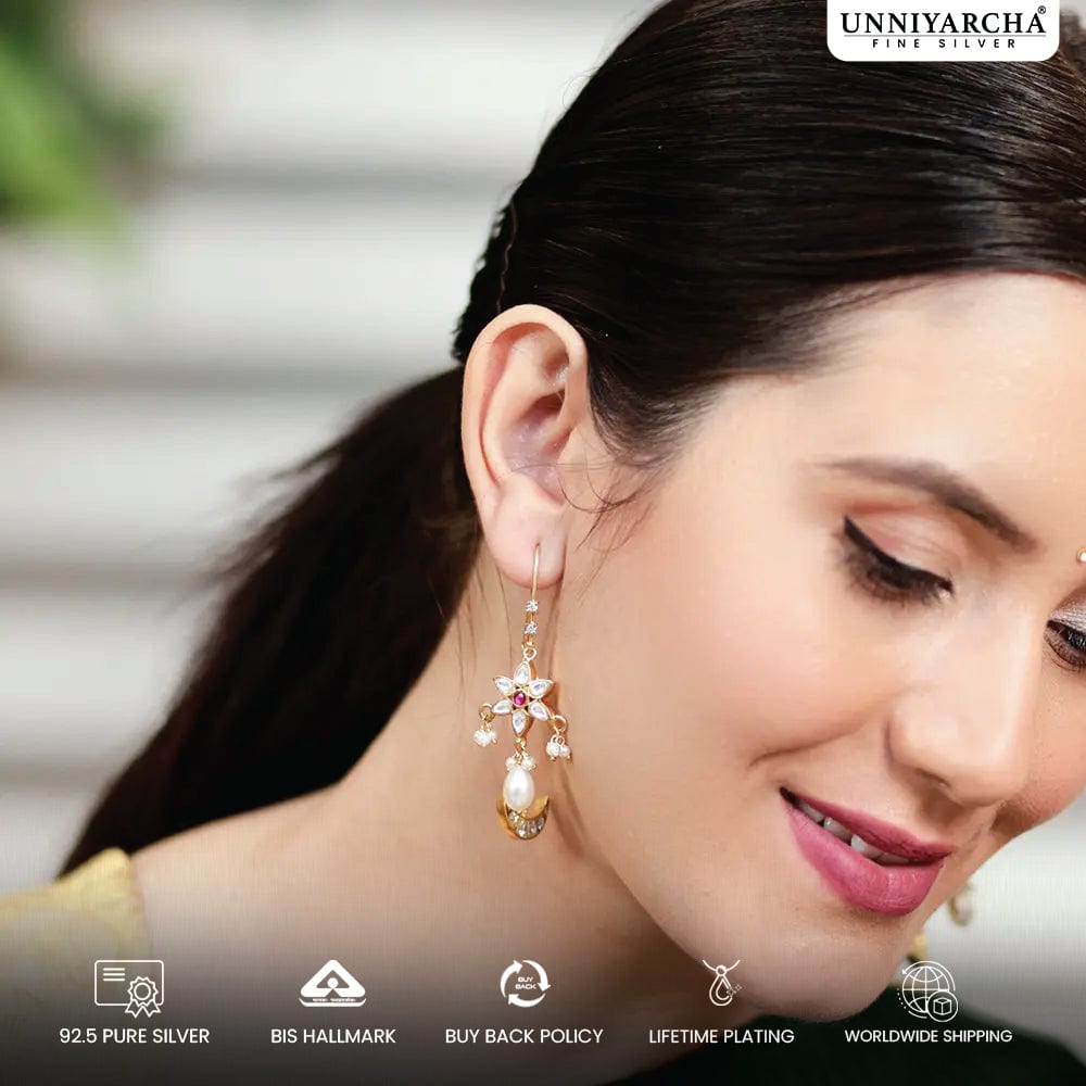 925 Sterling Silver Flower Kundan Sui Dhaga