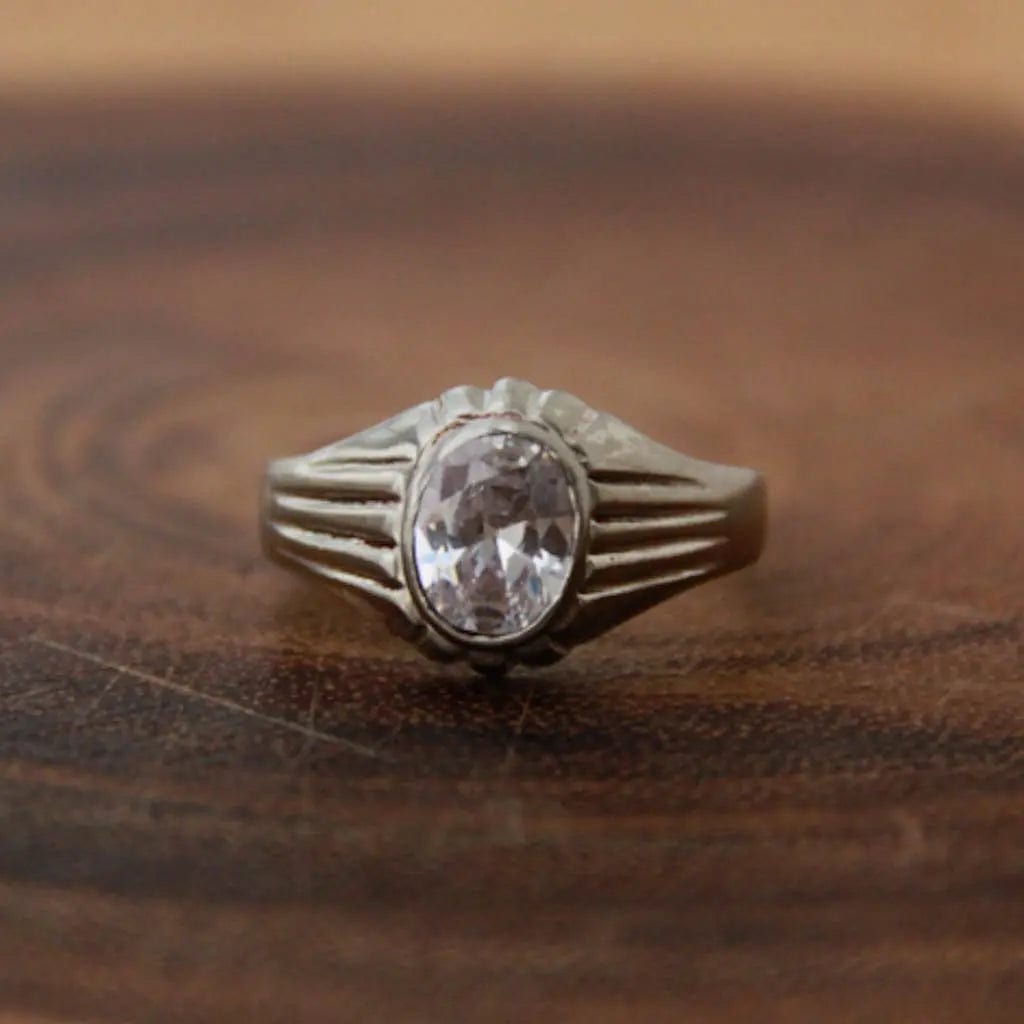 Single Stone Silver Ring For Men