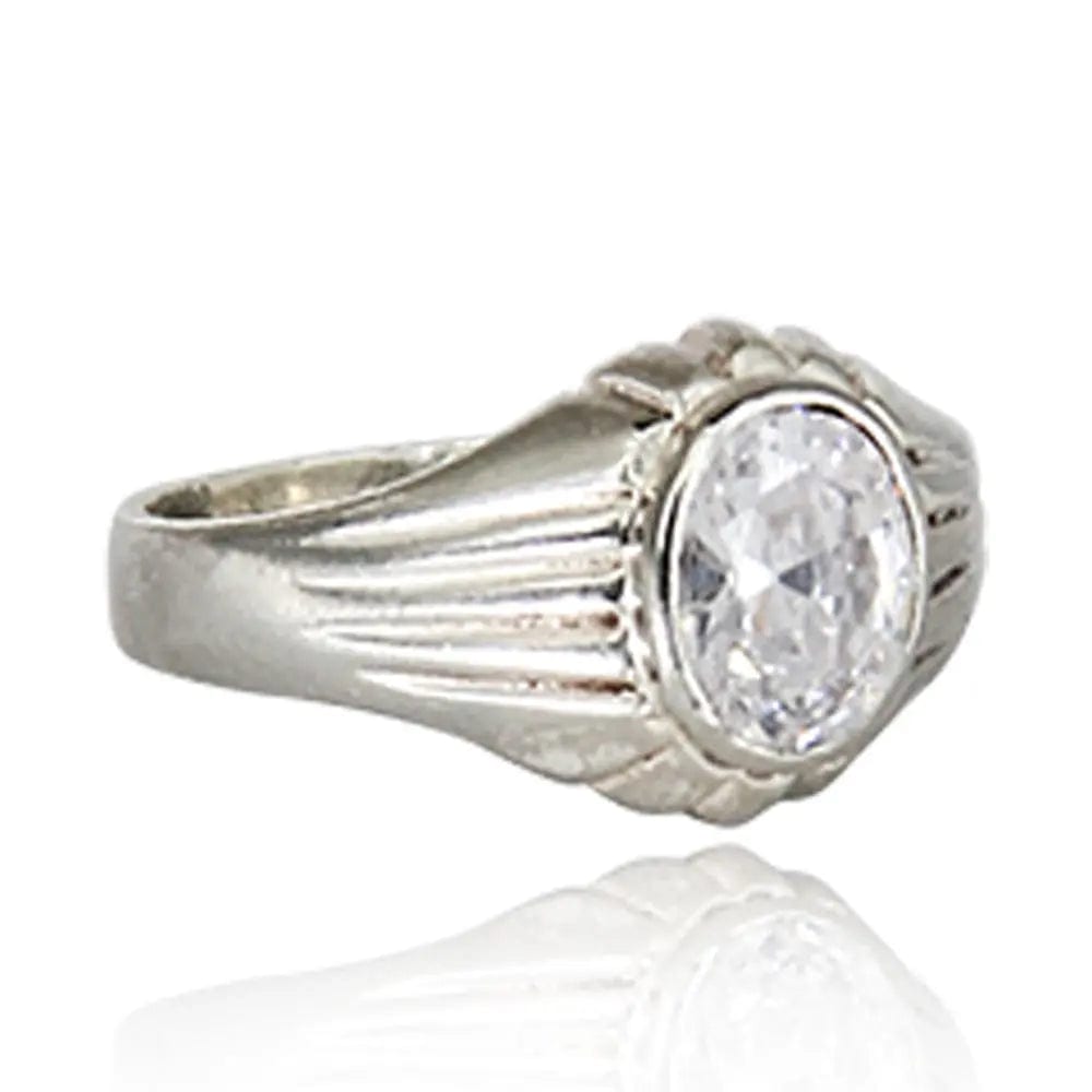 Single Stone Silver Ring For Men