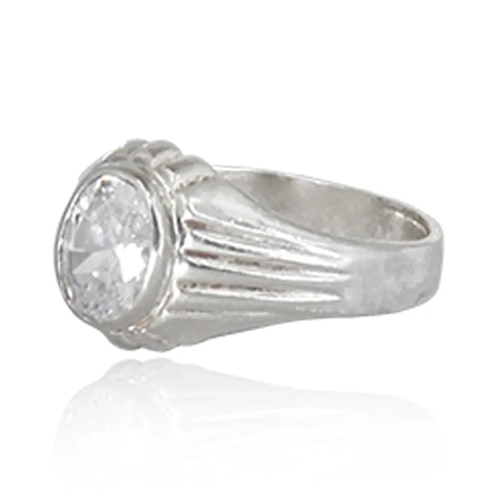 Single Stone Silver Ring For Men