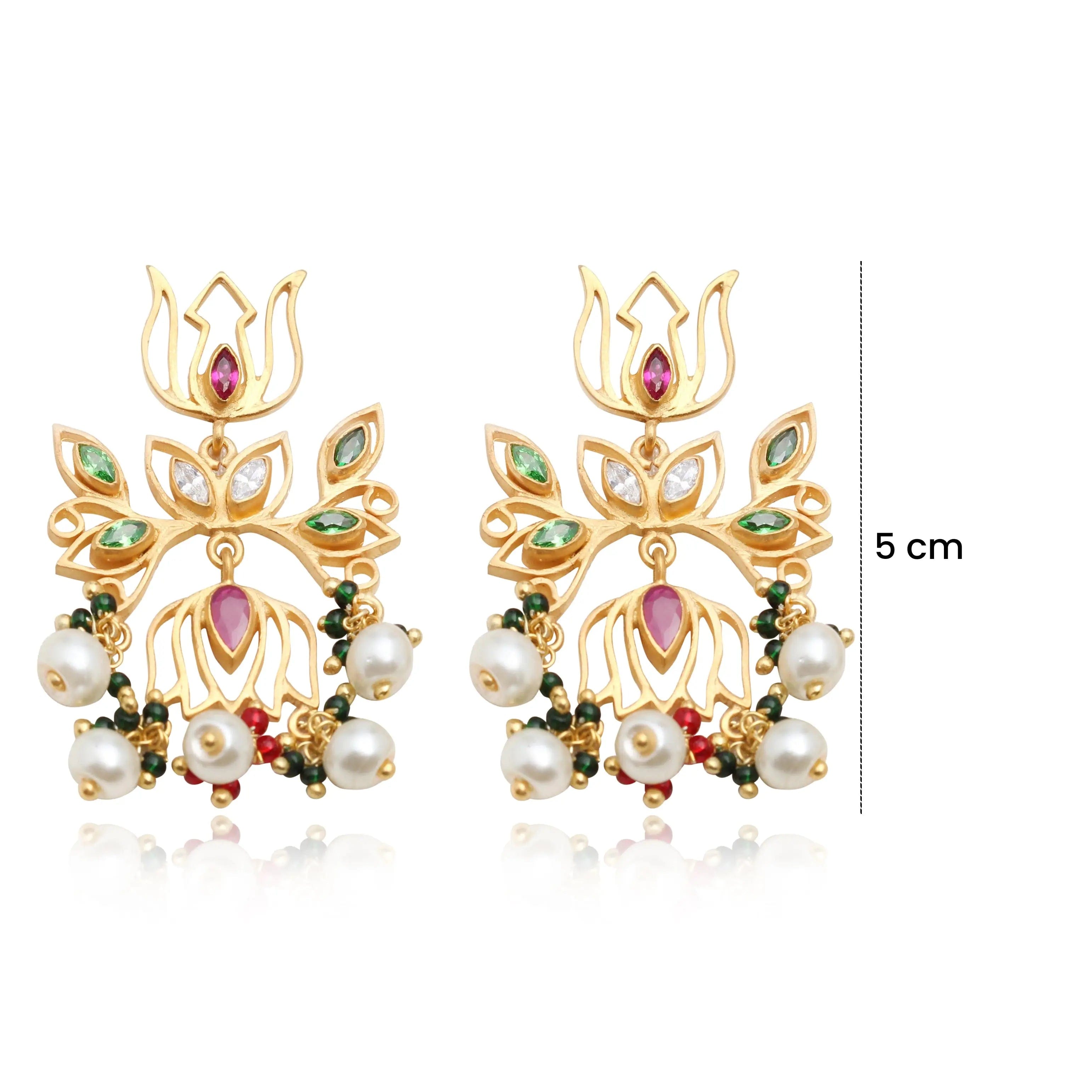 Sparkling Gold Plated Silver Lotus Earrings