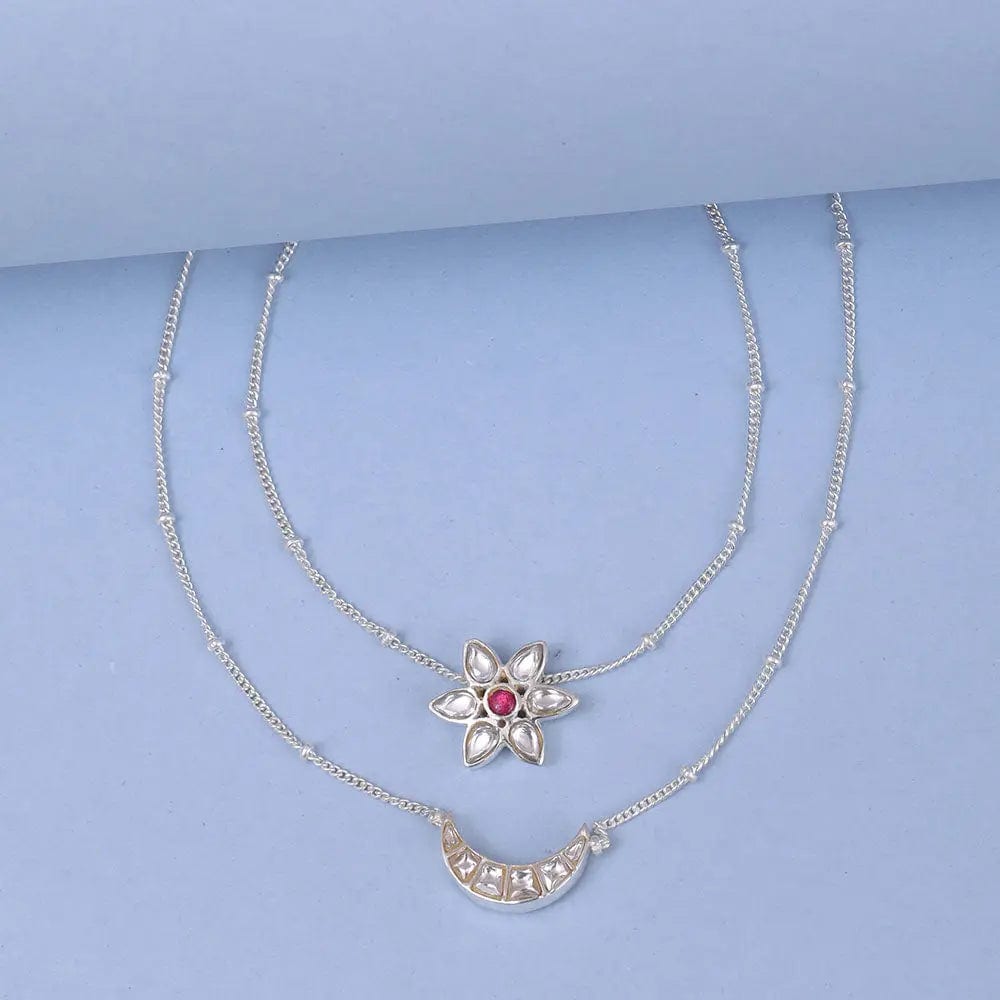 925 Sterling Silver Star And Moon Anklet