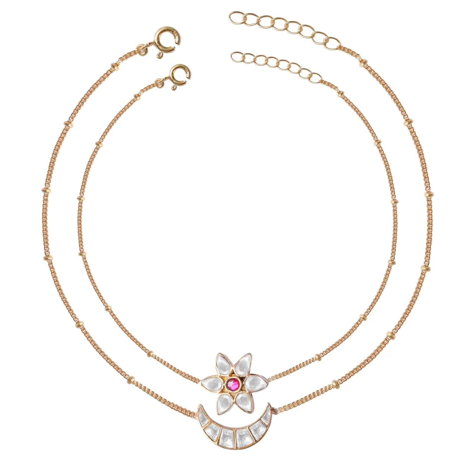925 Sterling Silver Star And Moon Anklet
