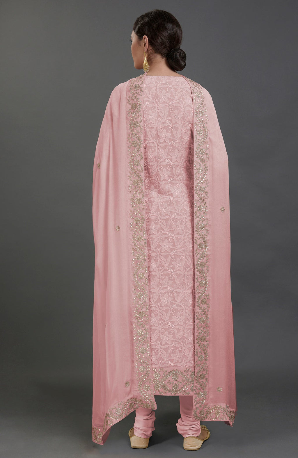 English rose chikankari and gota patti hand-embroidered kurta set.