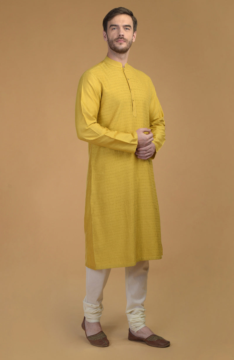 Mango Mojito Anarkali with rose gold embroidery and Sunglow pintuck kurta with mustard waistcoat set