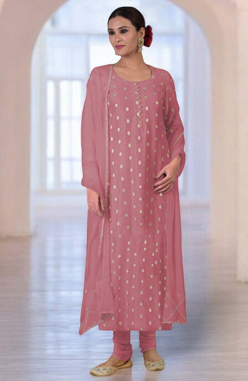 Elderberry Banarasi kurta set with gold bootah and Aari Tilla embroidery.