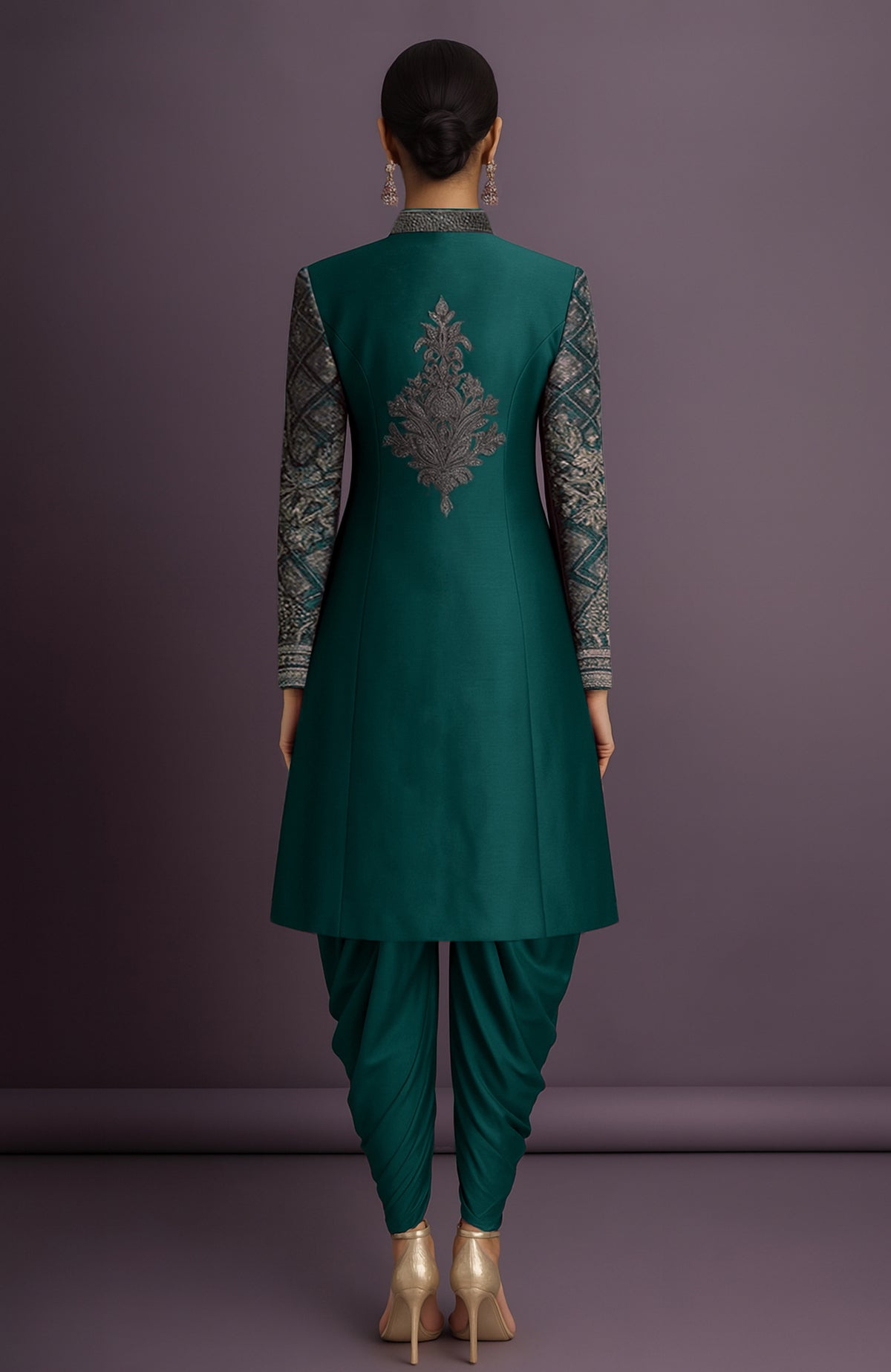 Zahra Embroidered Green Jacket Set