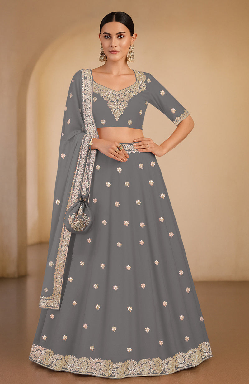 Burgundy flared lehenga with gota patti and zardozi floral embroidery and matching blouse and dupatta
