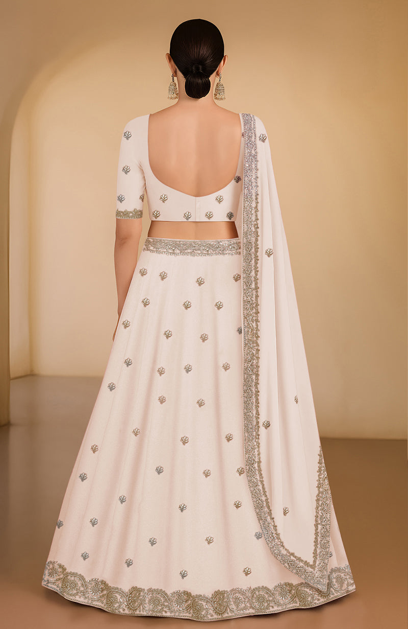 Sea Salt pastel lehenga set with gota patti and zardozi floral embroidery and matching dupatta