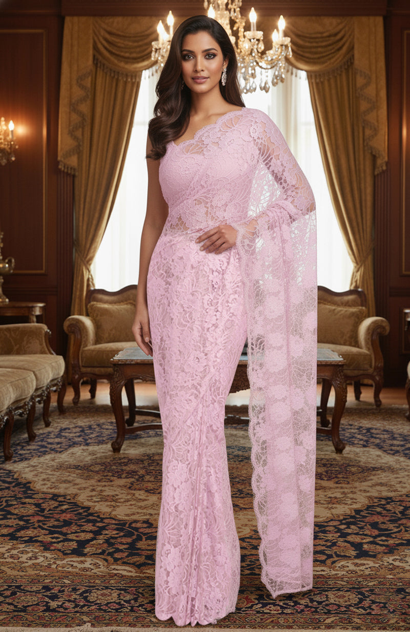 Tender Touch French Chantilly Lace Saree Set