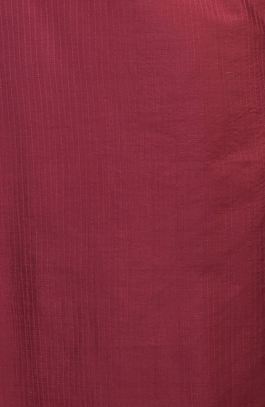 Wine kurta with vertical pintuck and Kantha stitch details.