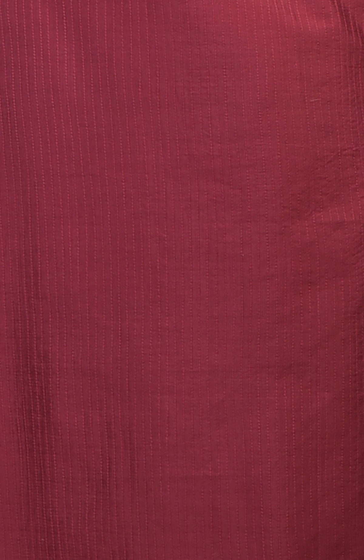 Wine kurta with vertical pintuck and Kantha stitch details.