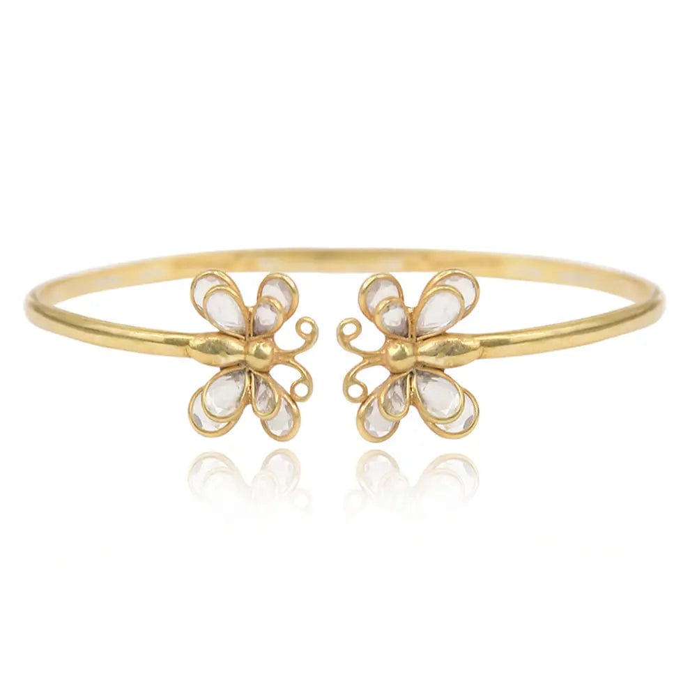 TWO BUTTERFLY MOTIF SILVER BANGLE