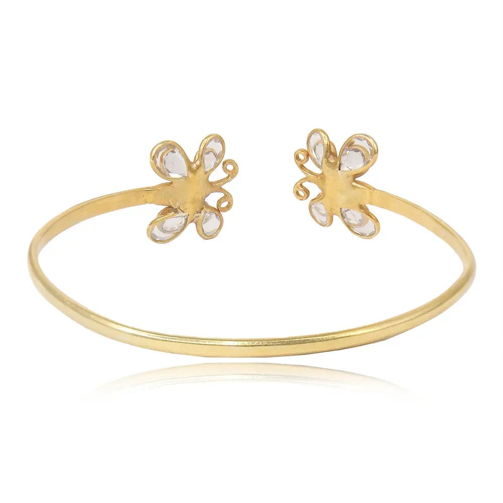 TWO BUTTERFLY MOTIF SILVER BANGLE